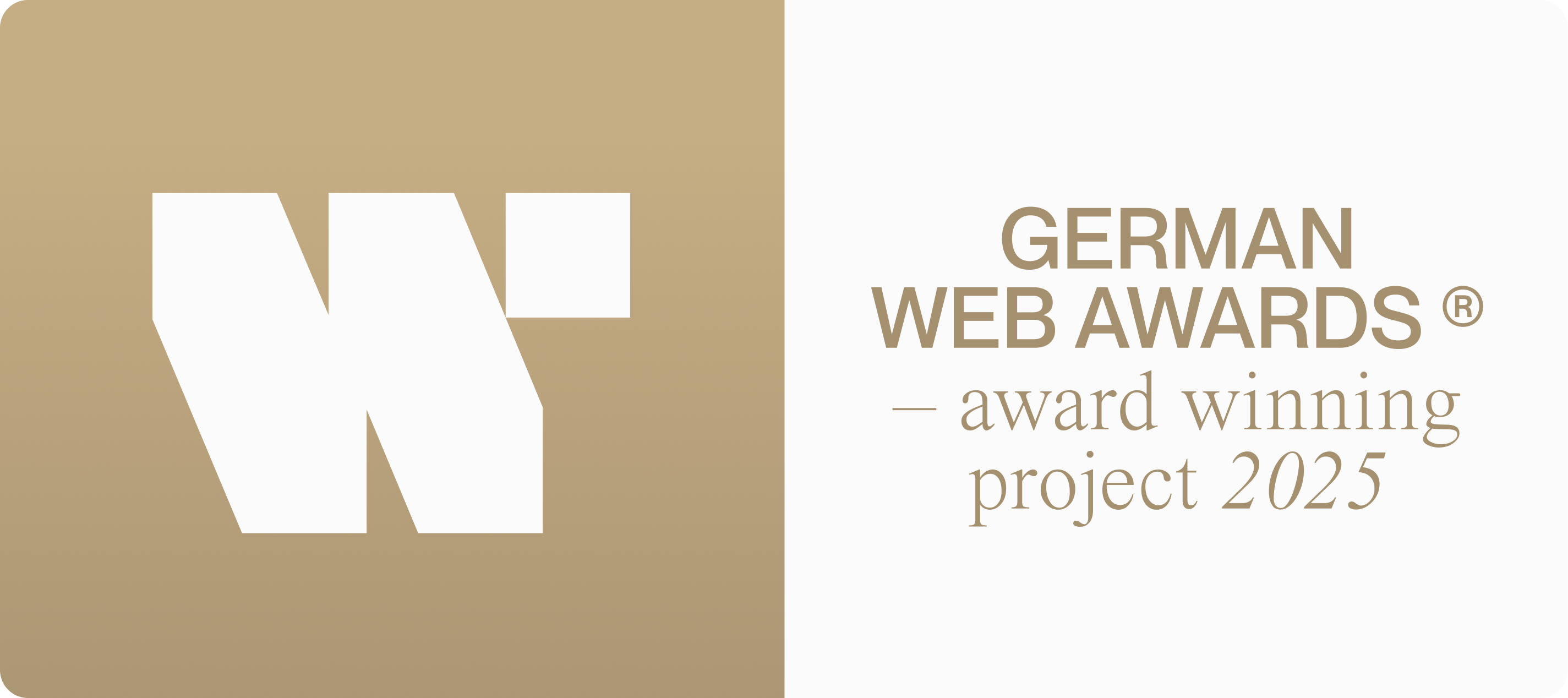 GWA25_ausgezeichnetesProjekt Ein Logo des German Web Awards 2025, dass auf ein preisgekröntes Projekt hinweist.